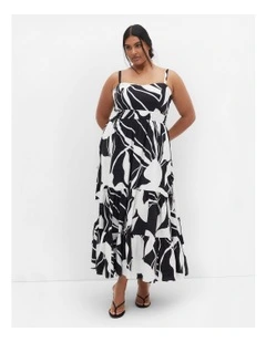 Kehlani Print Tier Maxi Dress in Black