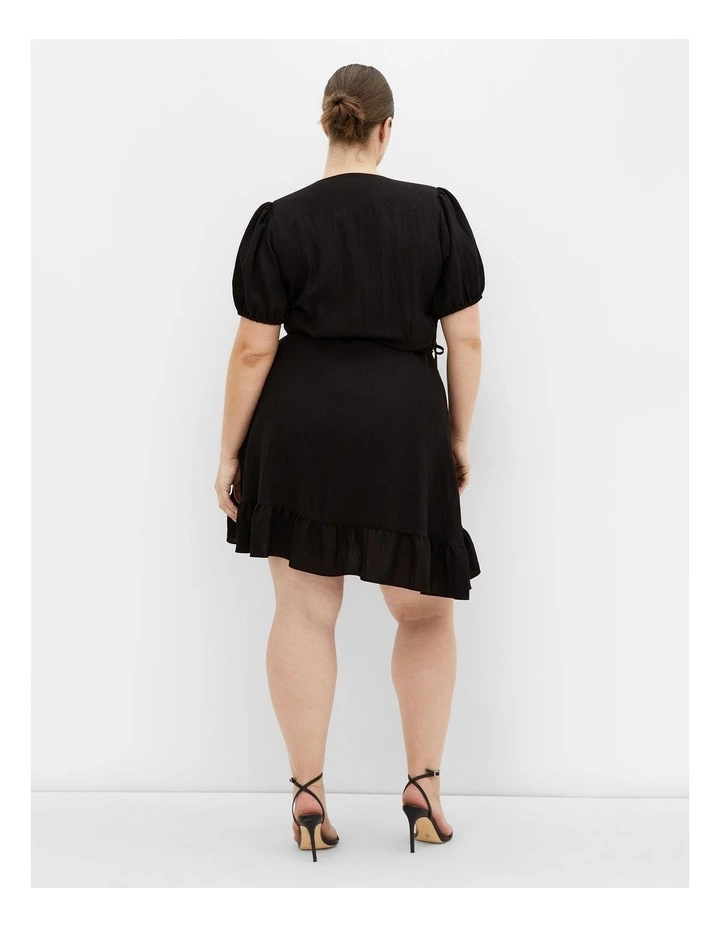 Selena Wrap Mini Dress in Black image 2