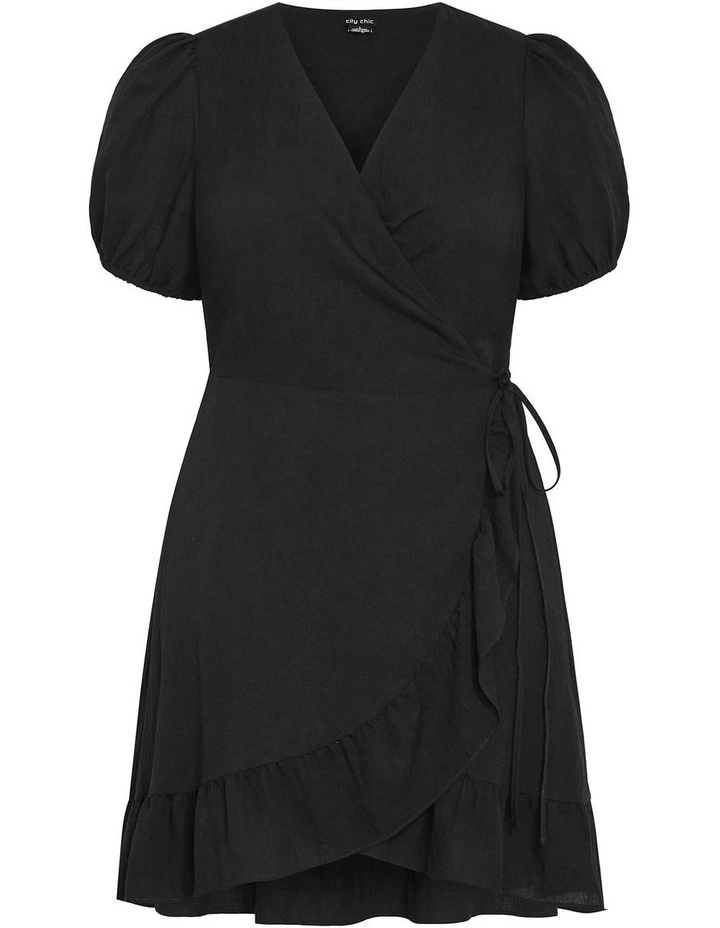 Selena Wrap Mini Dress in Black image 3