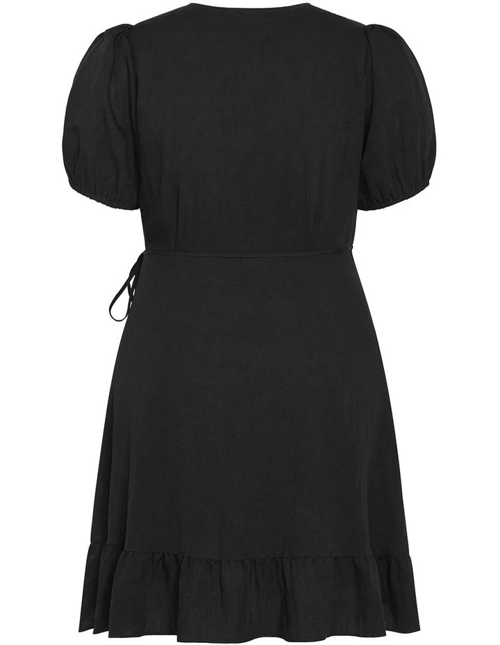 Selena Wrap Mini Dress in Black image 4