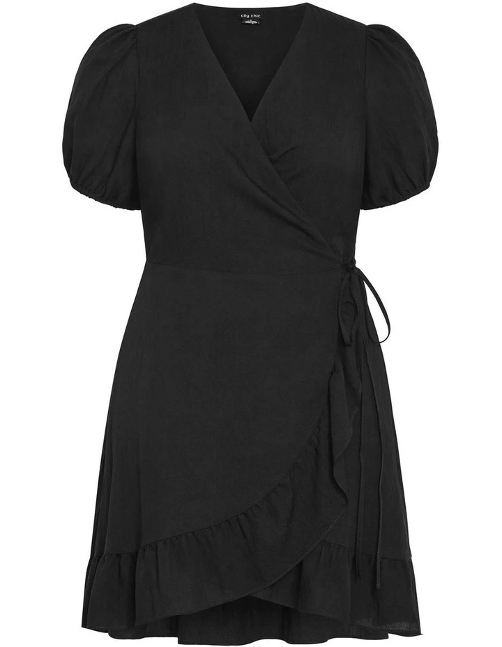 Selena Wrap Mini Dress in Black image 5