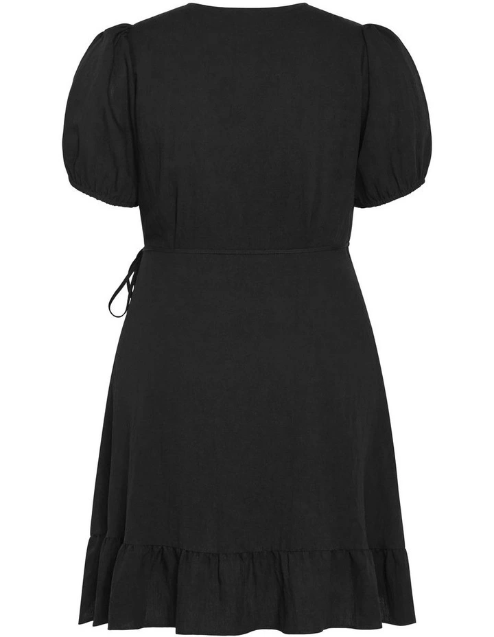 Selena Wrap Mini Dress in Black image 6
