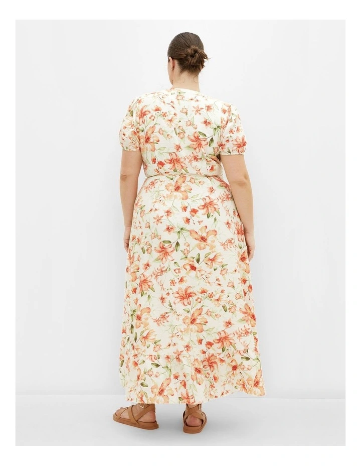 Sarina Print Wrap Midi Dress in Ivory image 2