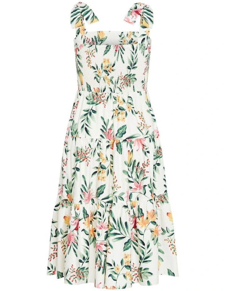 Haven Tier Midi Print Dress in Ivory image 4