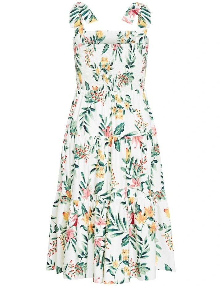 Haven Tier Midi Print Dress in Ivory image 5