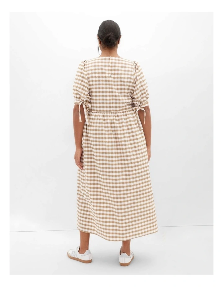 Valley Gingham Midi Dress in Caramel image 2