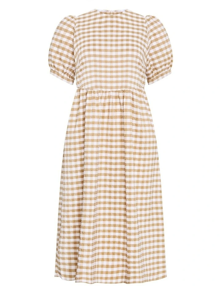 Valley Gingham Midi Dress in Caramel image 3