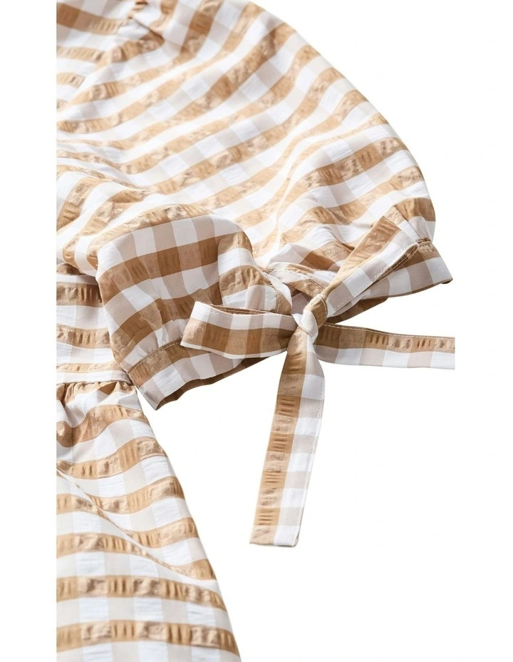 Valley Gingham Midi Dress in Caramel image 7