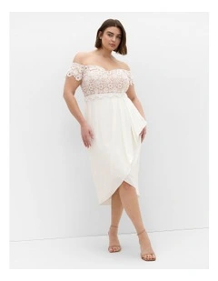 Lace Glamour Midi Dress in Ivory