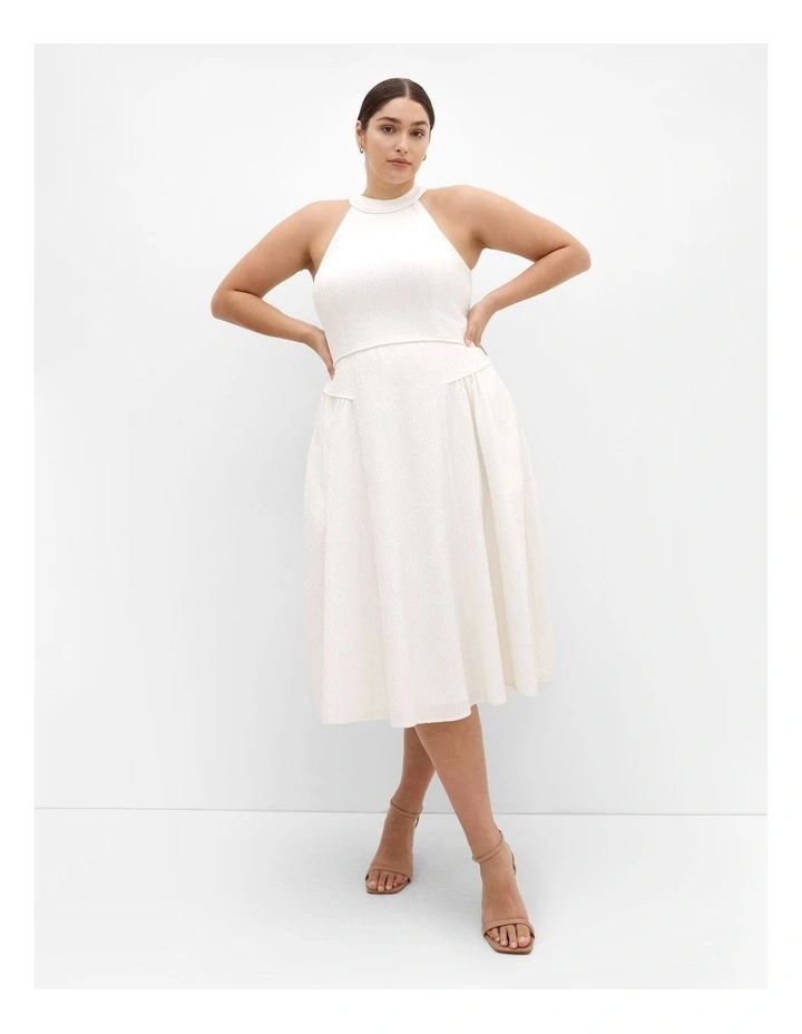Halter Jacquard Midi Dress in Ivory image 1