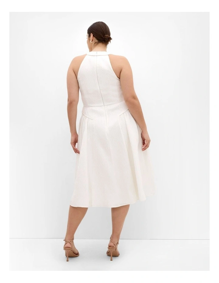 Halter Jacquard Midi Dress in Ivory image 2