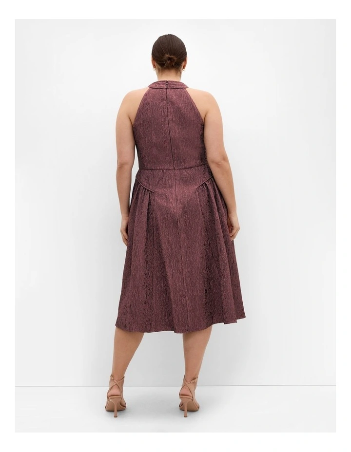 Halter Jacquard Midi Dress in Rose image 2