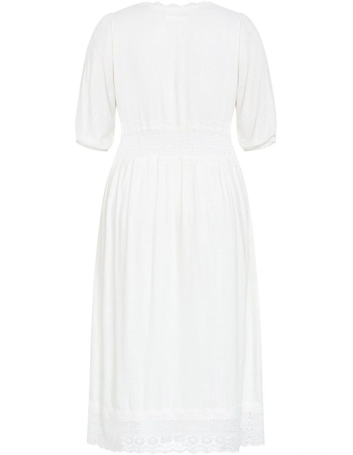 Belle V Neck Midi Dress in Ivory image 4