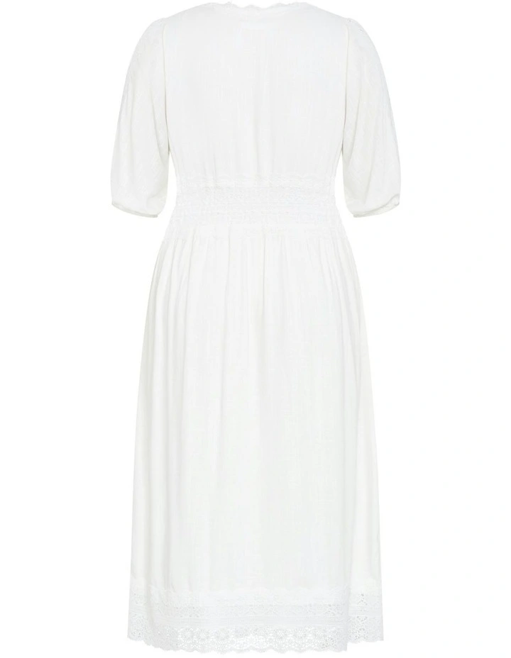 Belle V Neck Midi Dress in Ivory image 5