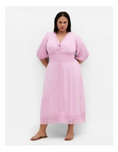 Belle V Neck Midi Dress in Lavender