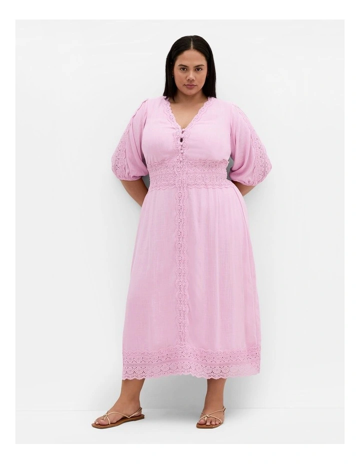 Belle V Neck Midi Dress in Lavender image 1