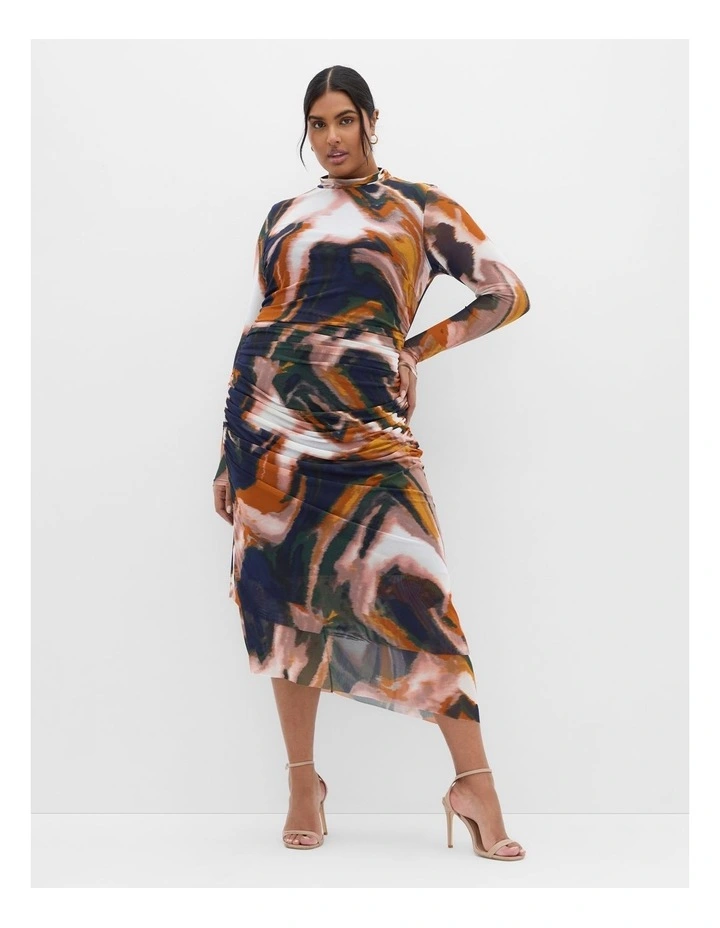 Plus Size Zia Print Ruched Dress in multi image 1