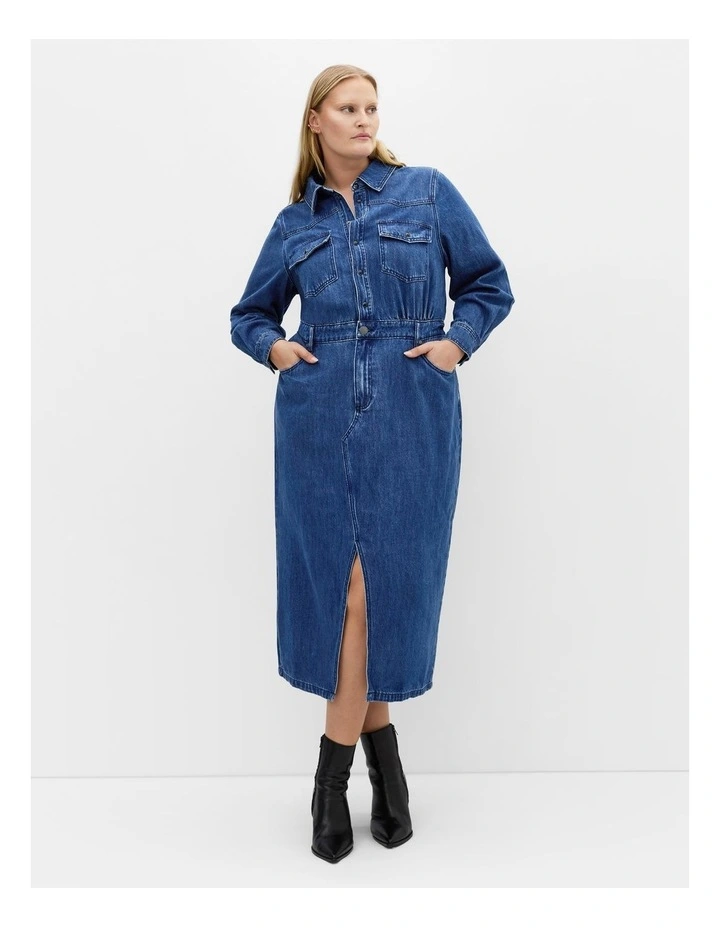 Elara Denim Dress in Dark Wash image 1