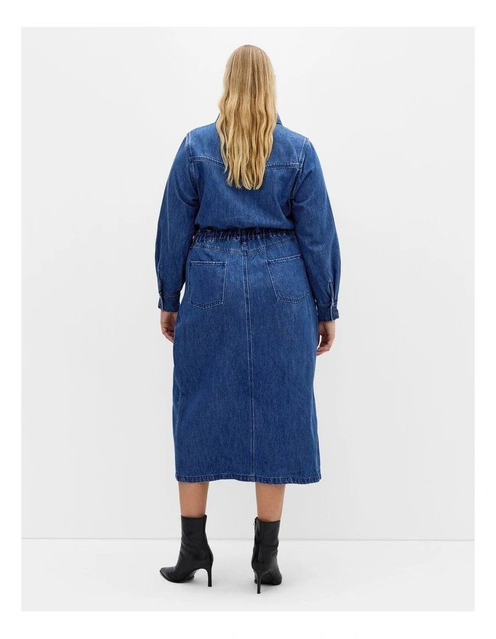 Elara Denim Dress in Dark Wash image 2