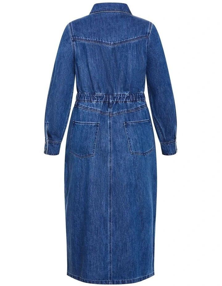 Elara Denim Dress in Dark Wash image 4