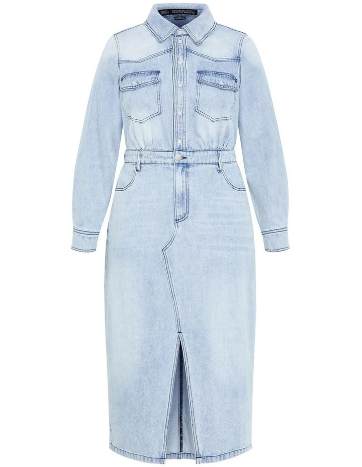 Elara Denim Dress in Light Wash image 3