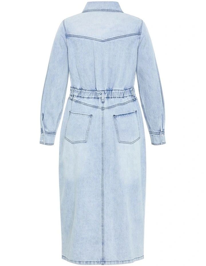 Elara Denim Dress in Light Wash image 4