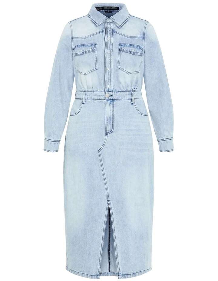 Elara Denim Dress in Light Wash image 5