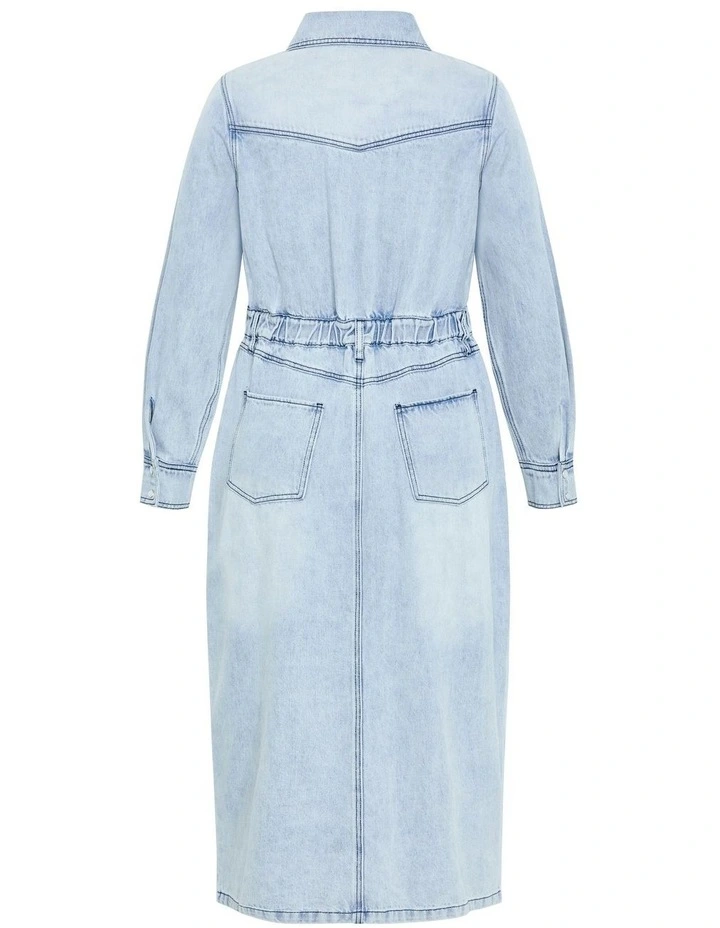 Elara Denim Dress in Light Wash image 6