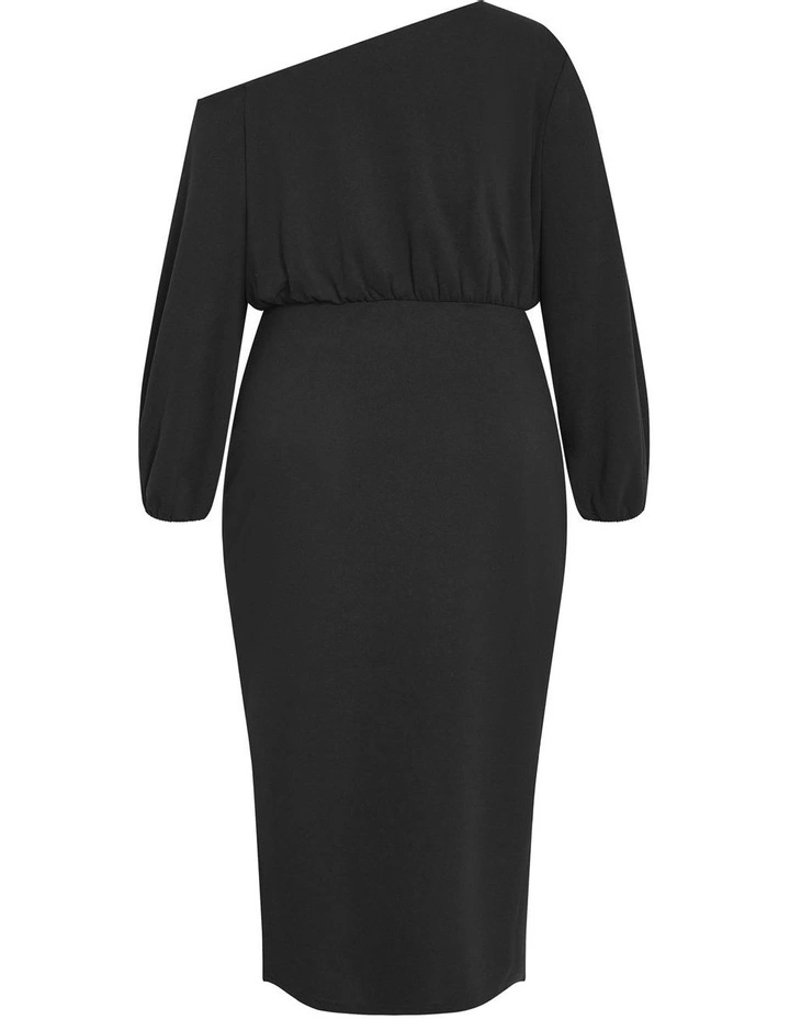 Alysia Tie Front Off Shoulder Midi Dress in Black image 4