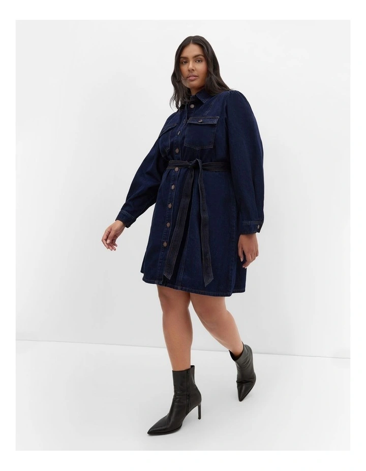 Lara Mini Dress in Dark Denim image 1