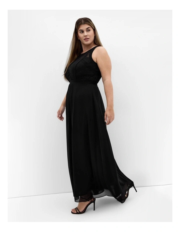 Panelled Bodice Maxi Dress in Black image 2