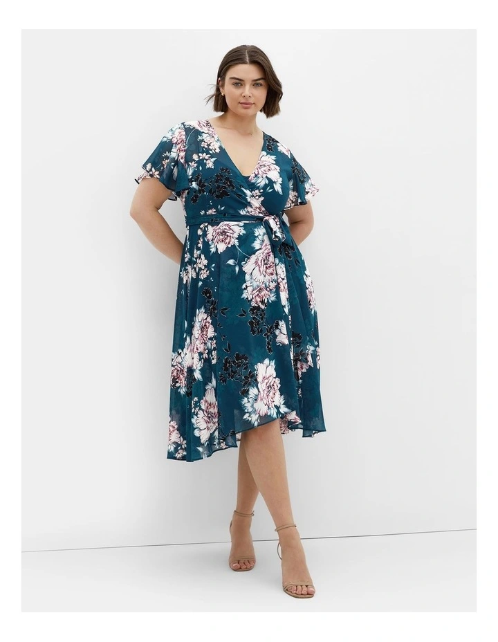 Blossom Short Sleeve Midi Dress in Jade image 1