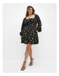 Abbie Long Sleeve Mini Dress in Black