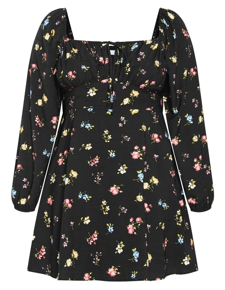 Abbie Long Sleeve Mini Dress in Black image 3