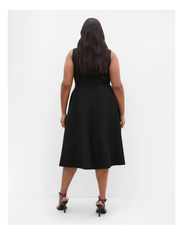 Dynamic Skater Midi Dress in Black image 2