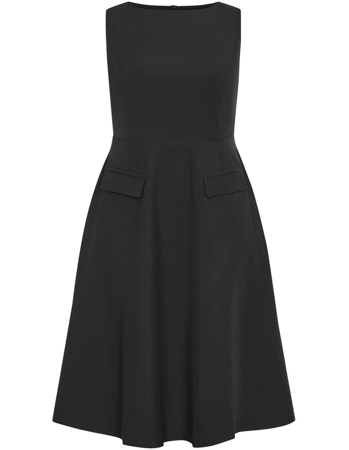 Dynamic Skater Midi Dress in Black image 3