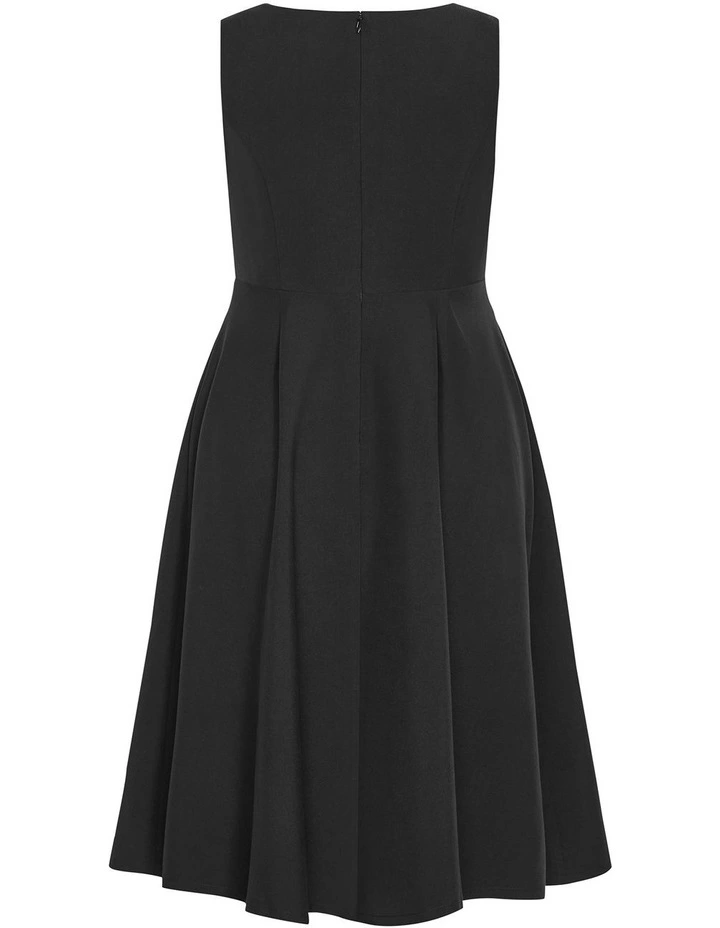 Dynamic Skater Midi Dress in Black image 4