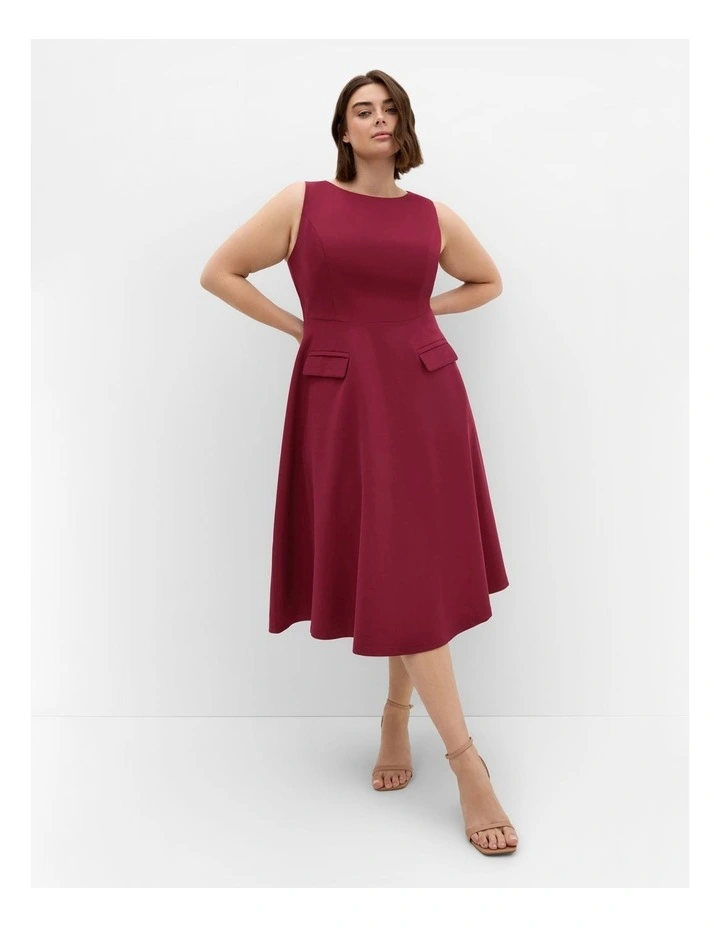 Dynamic Skater Midi Dress in Red image 1