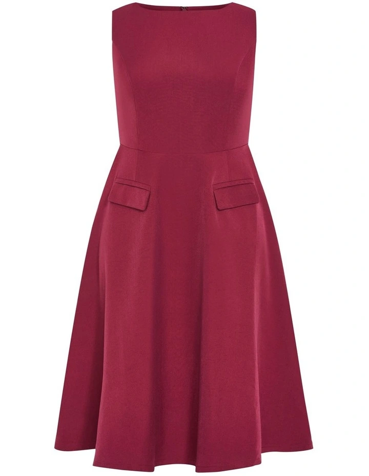 Dynamic Skater Midi Dress in Red image 3