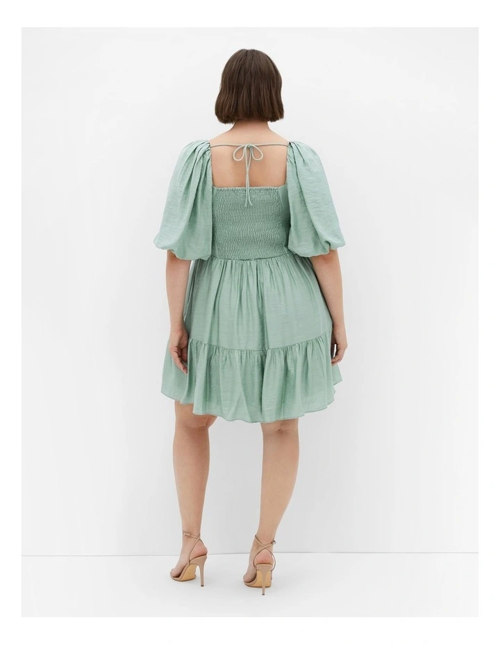 Mindy Babydoll Mini Dress in Sage image 2