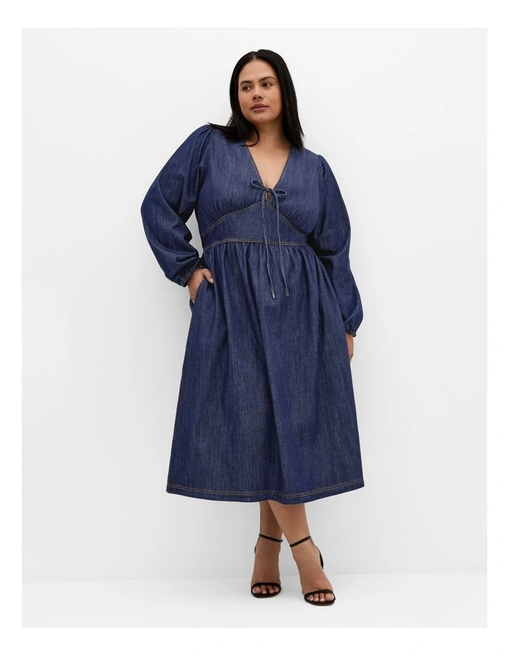 Emelia Midi Dress in Dark Denim image 1