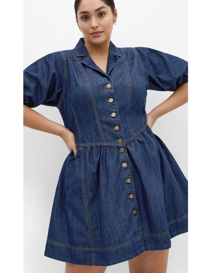 Kai Mini Dress in Dark Denim image 6