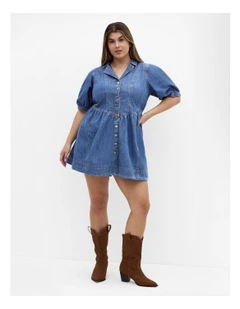 Kai Denim Mini Dress in Mid Blues