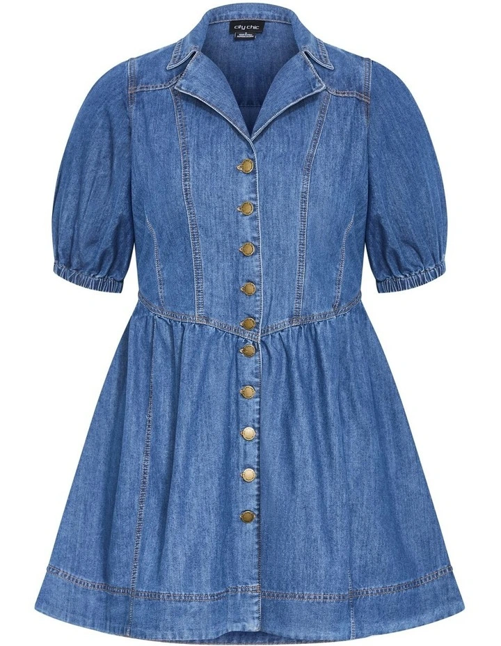 Kai Denim Mini Dress in Mid Blues image 3