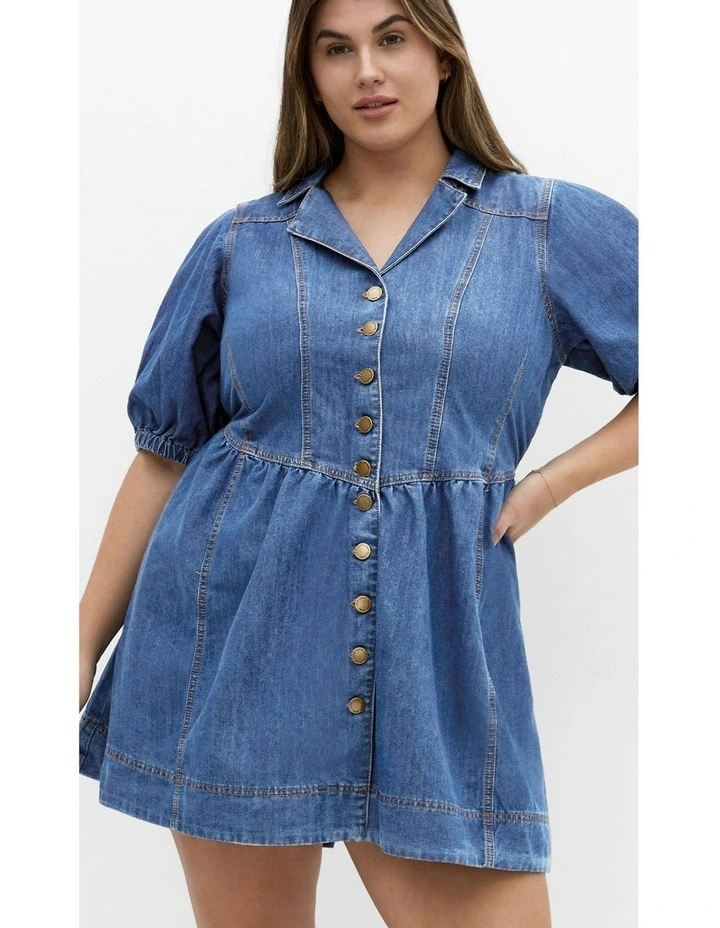 Kai Denim Mini Dress in Mid Blues image 7