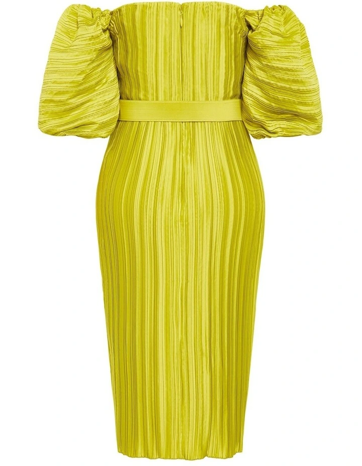 Krista Pleat Dress in Chartreuse image 4