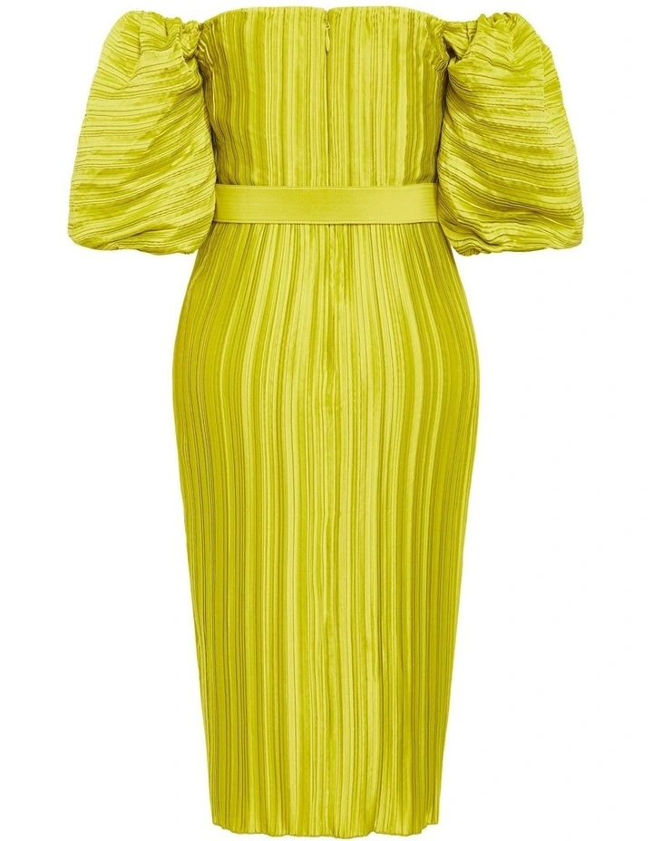 Krista Pleat Dress in Chartreuse image 6