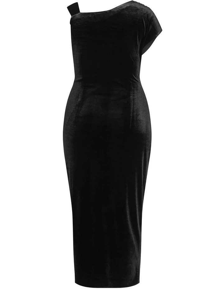 Vivi Velour Midi Dress in Black image 4