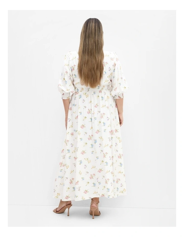 Jolene Floral Print Maxi Dress in Cream image 2