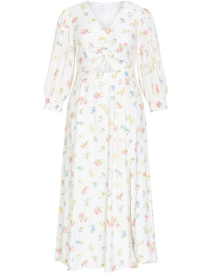 Jolene Floral Print Maxi Dress in Cream image 3